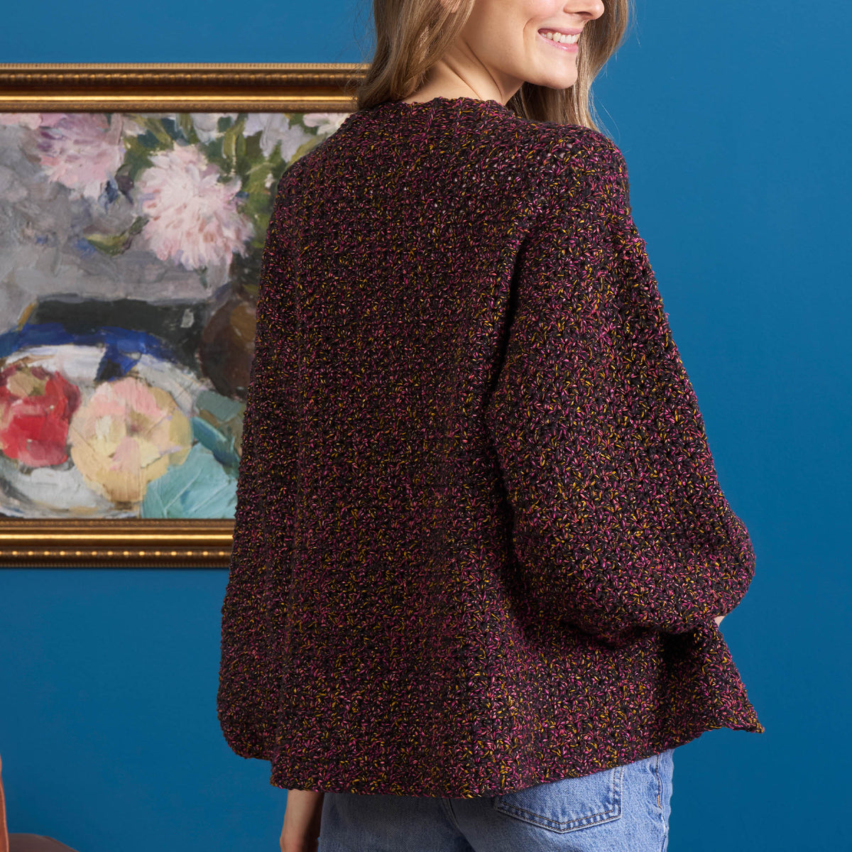 Nightscape Crochet Cardigan made using Bernat yarn