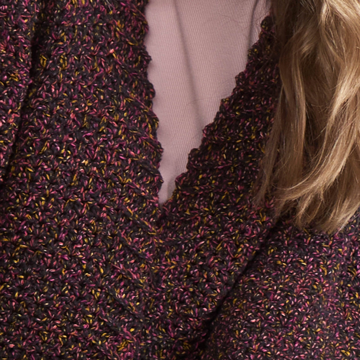 Nightscape Crochet Cardigan made using Bernat yarn