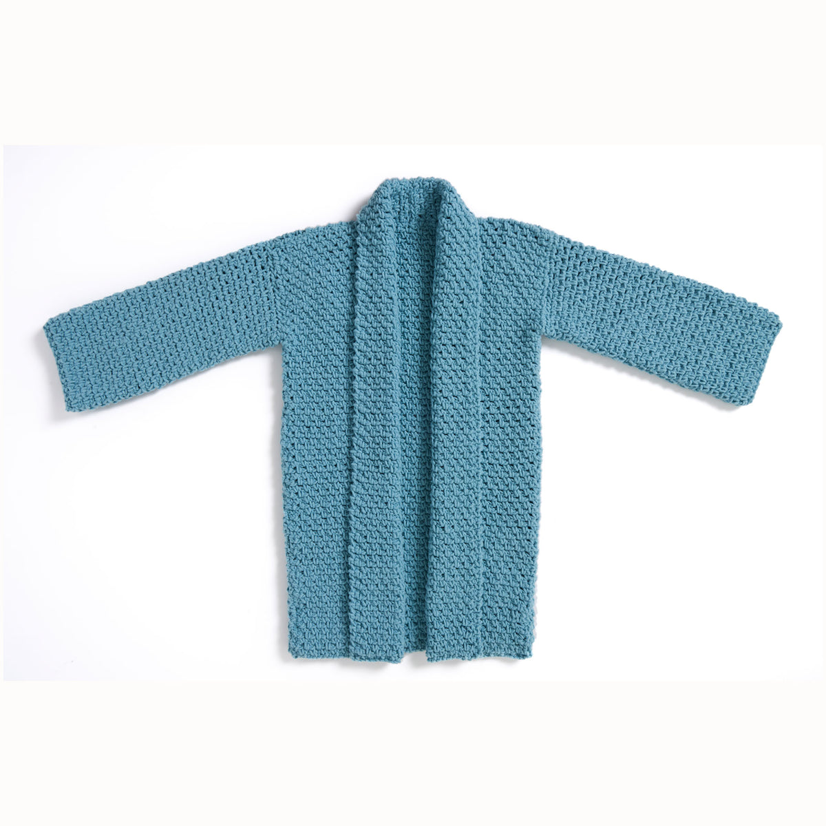 Crochet Moss-Stitch Car Coat made using Bernat yarn