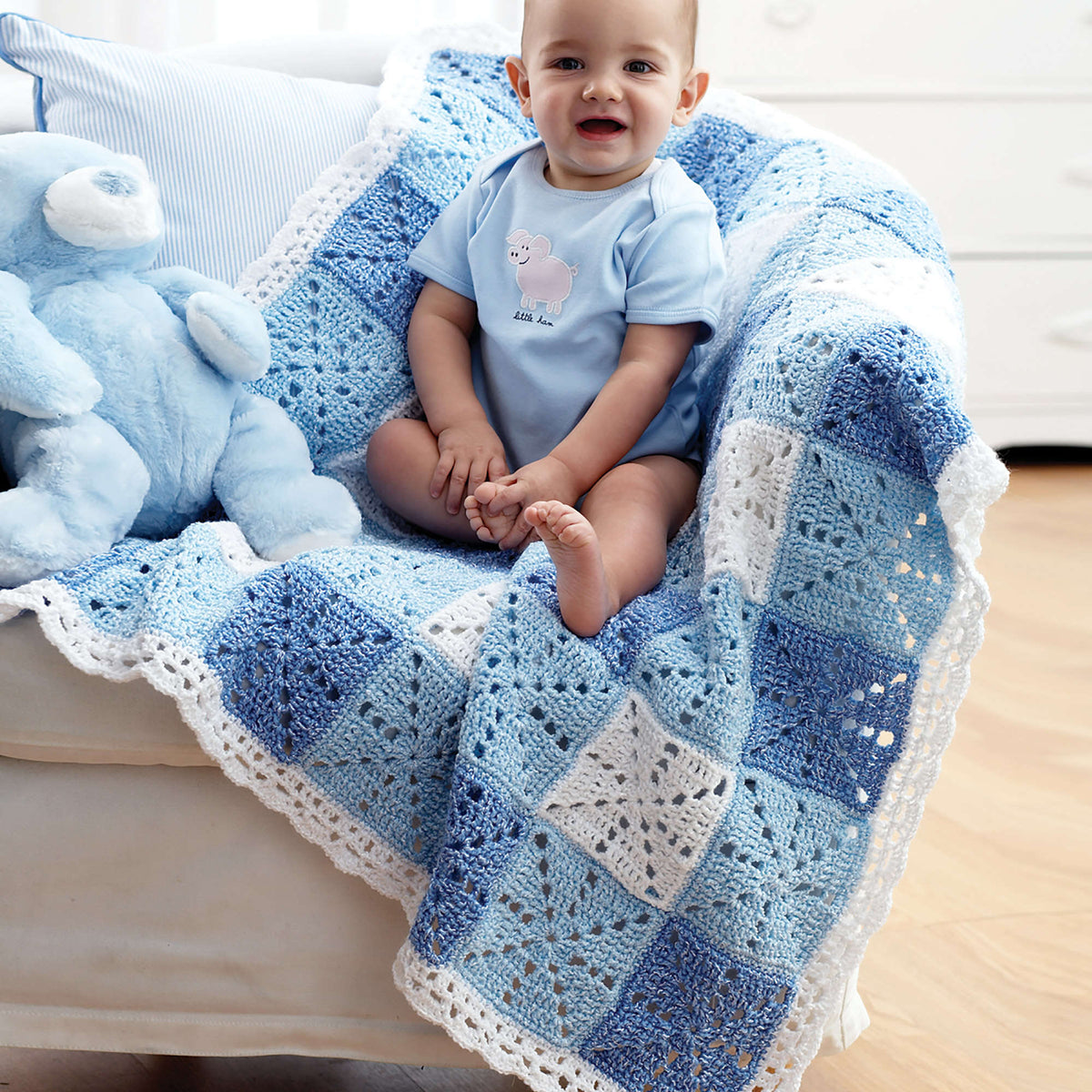 Crochet Blanket made in Bernat Baby Coordinates Yarn