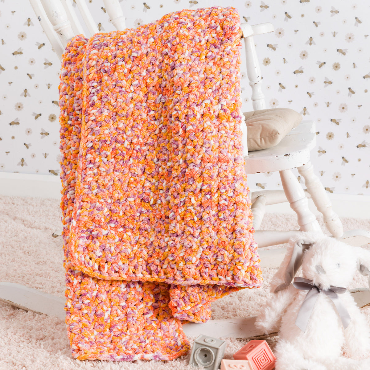 Crochet Blanket made in Bernat Baby Blanket Yarn