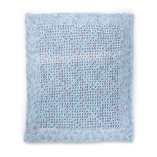 Lacy Squares Filet Crochet Baby Blanket made using Bernat yarn