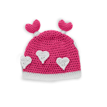 Bernat Crochet Luv Bug Hat Crochet Luv Bug Hat made using Bernat yarn on a white background