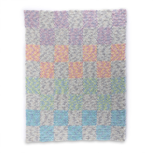 Crochet Checkerboard Toddler Blanket made using Bernat yarn