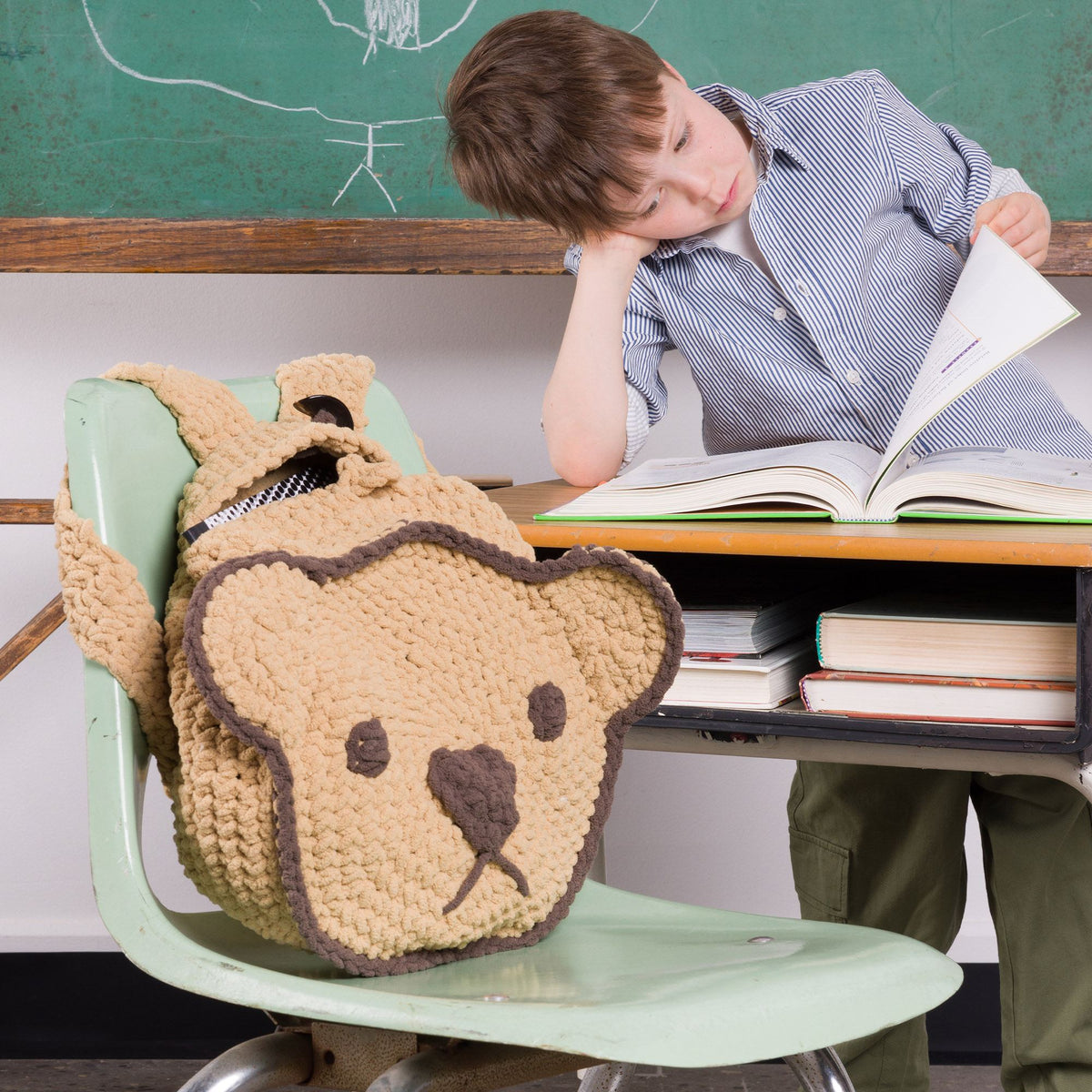 Crochet Bear-Y Cute Backpack made using Bernat yarn