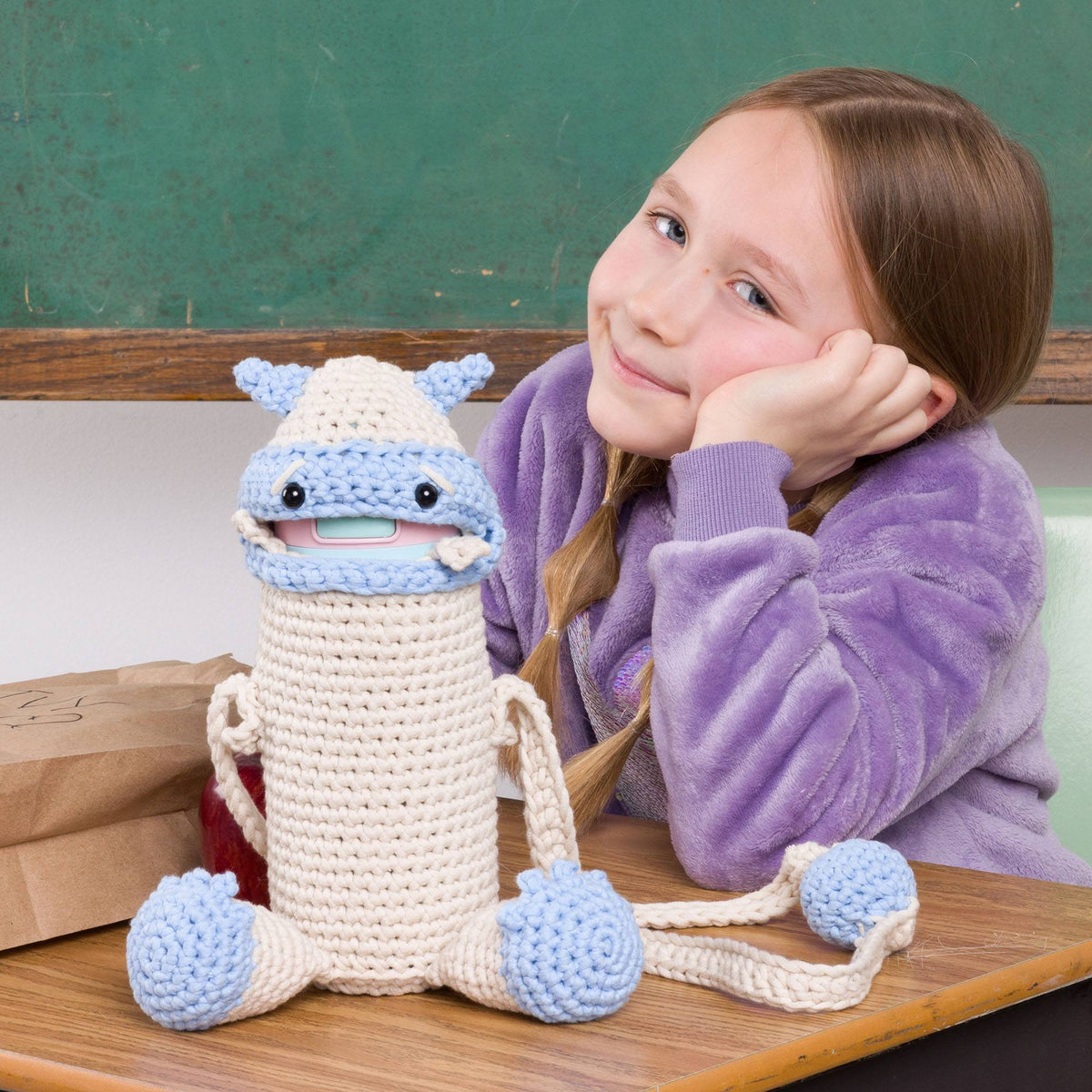 Don'T Forgetty Your Yeti Crochet Bottle Cozy made using Bernat yarn