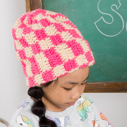 Bernat Side-to-Side Checkerboard Crochet Hat Side-To-Side Checkerboard Crochet Hat made using Bernat yarn