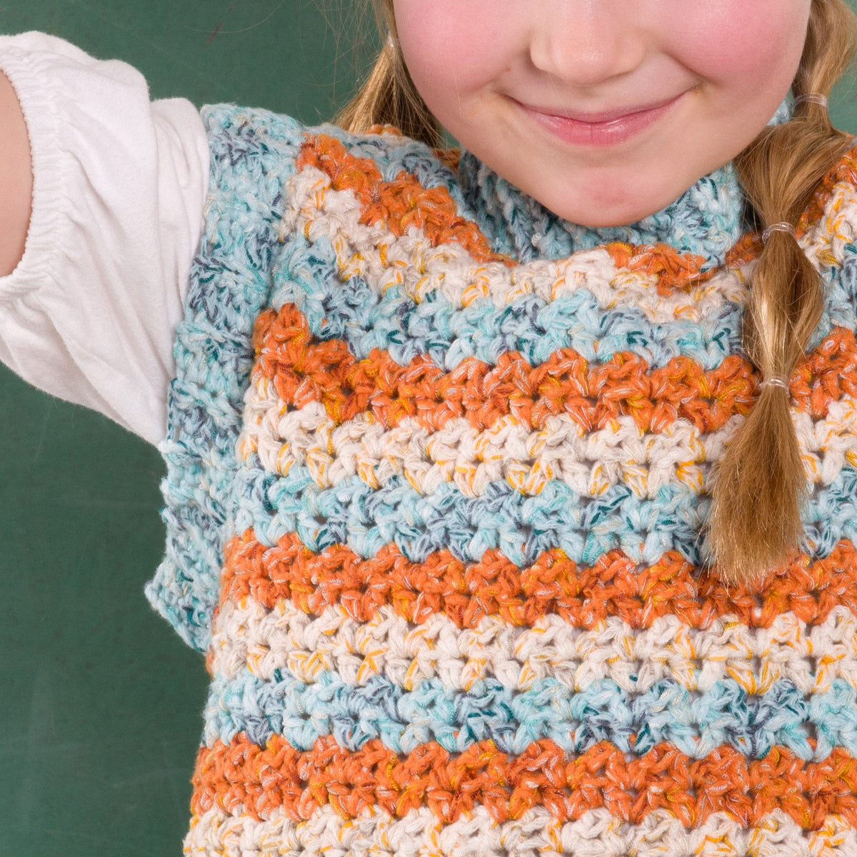 V Stitch Stripes Crochet Vest made using Bernat yarn