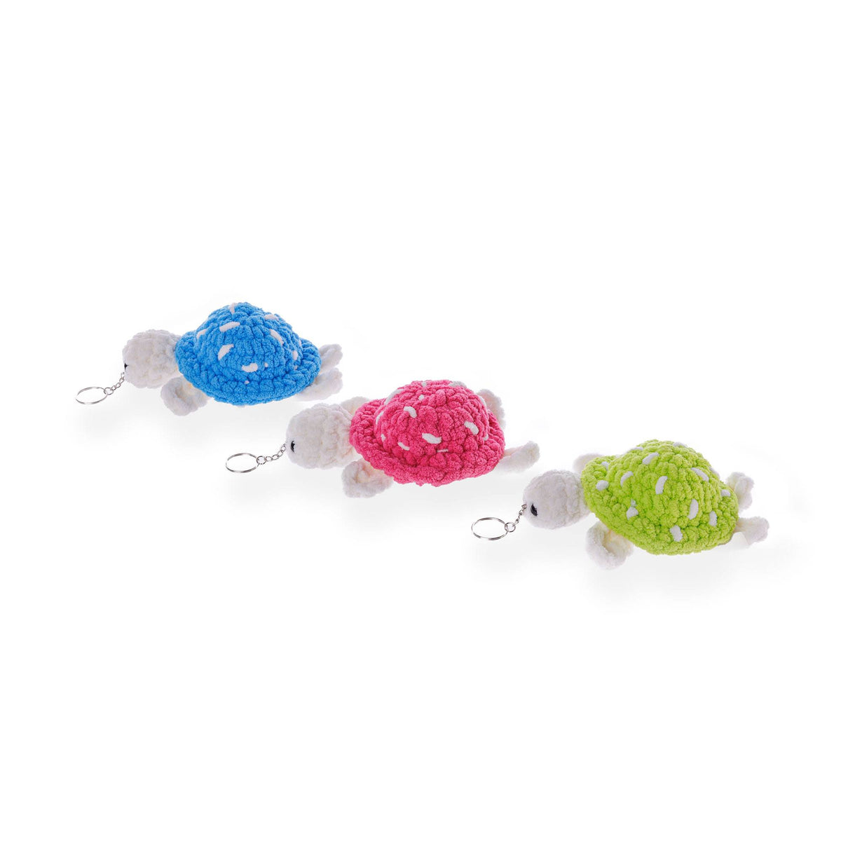Mushroom Turtle Crochet Charms made using Bernat yarn