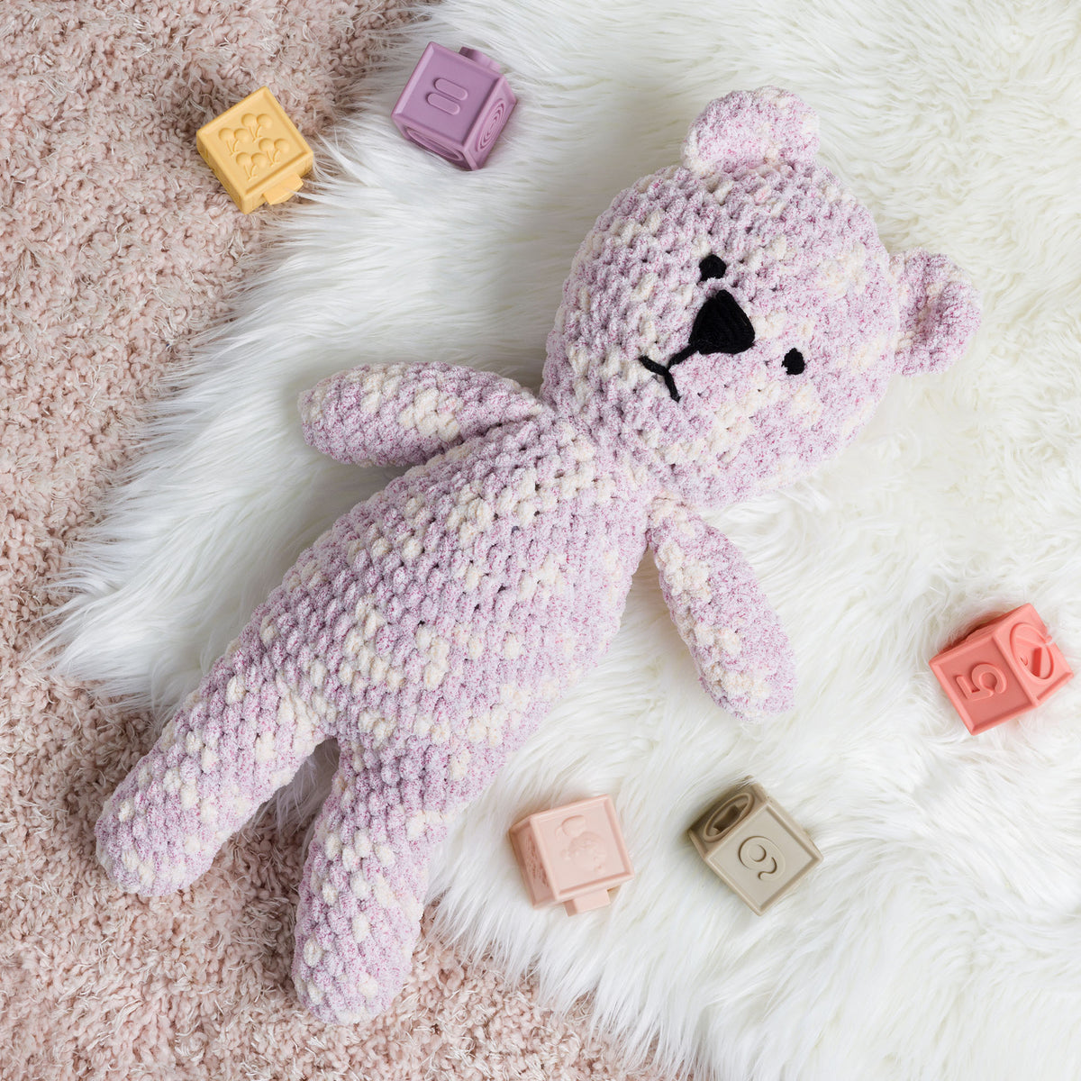 Baby Blanket Frosting Crochet Bear made using Bernat yarn