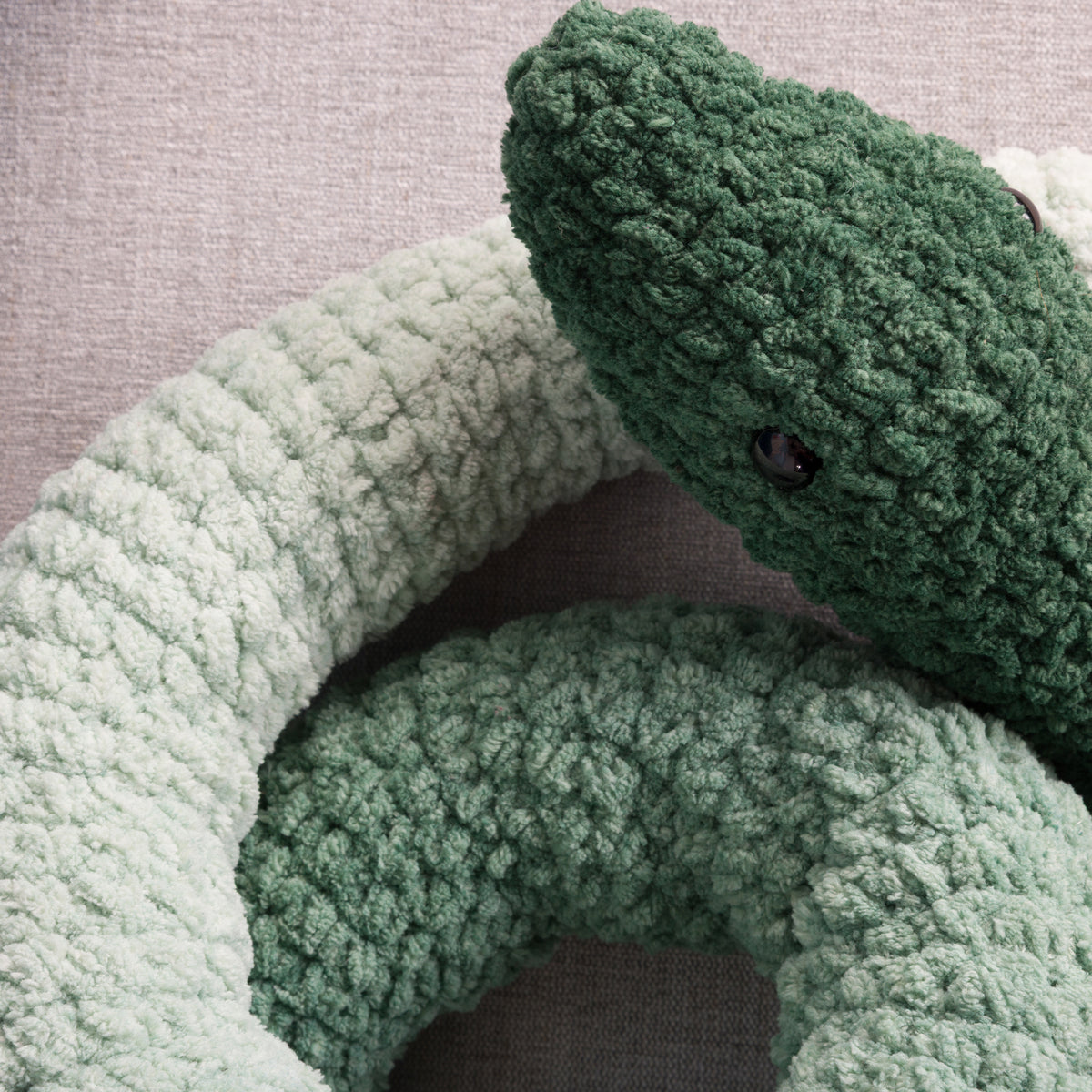 Crochet Snake Sssidekick made using Bernat yarn