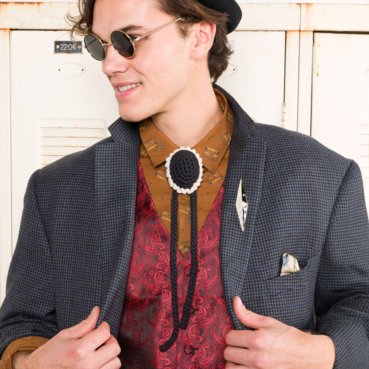 Crochet Bolo Tie made using Bernat yarn