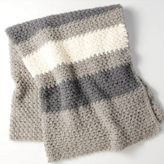 Hibernate Gray Crochet Blanket made using Bernat yarn