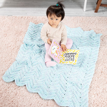 Bernat Baby Ripple Crochet Blanket Seaside, Crochet Blanket made in Bernat Baby Blanket Frosting Yarn