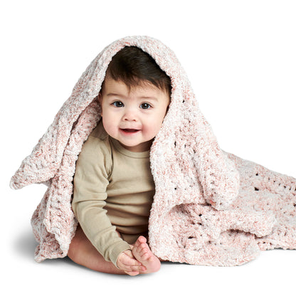 Bernat Baby Ripple Crochet Blanket Cozy Rosie, Crochet Blanket made in Bernat Baby Blanket Frosting Yarn