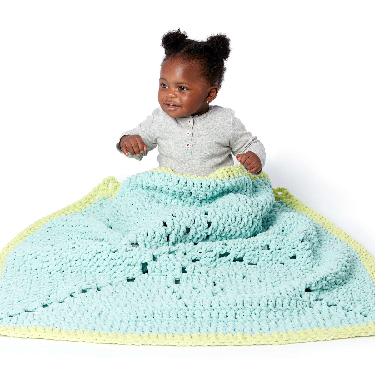 Crochet  made in Bernat Baby Blanket yarn
