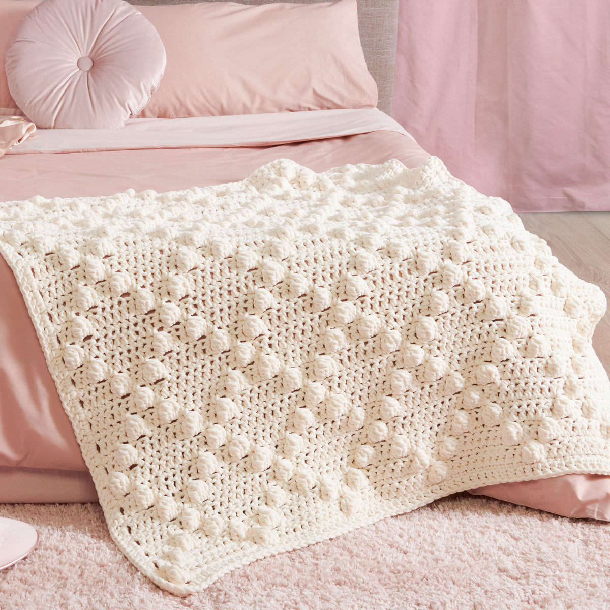 Crochet Blanket made in Bernat Plush Yarn