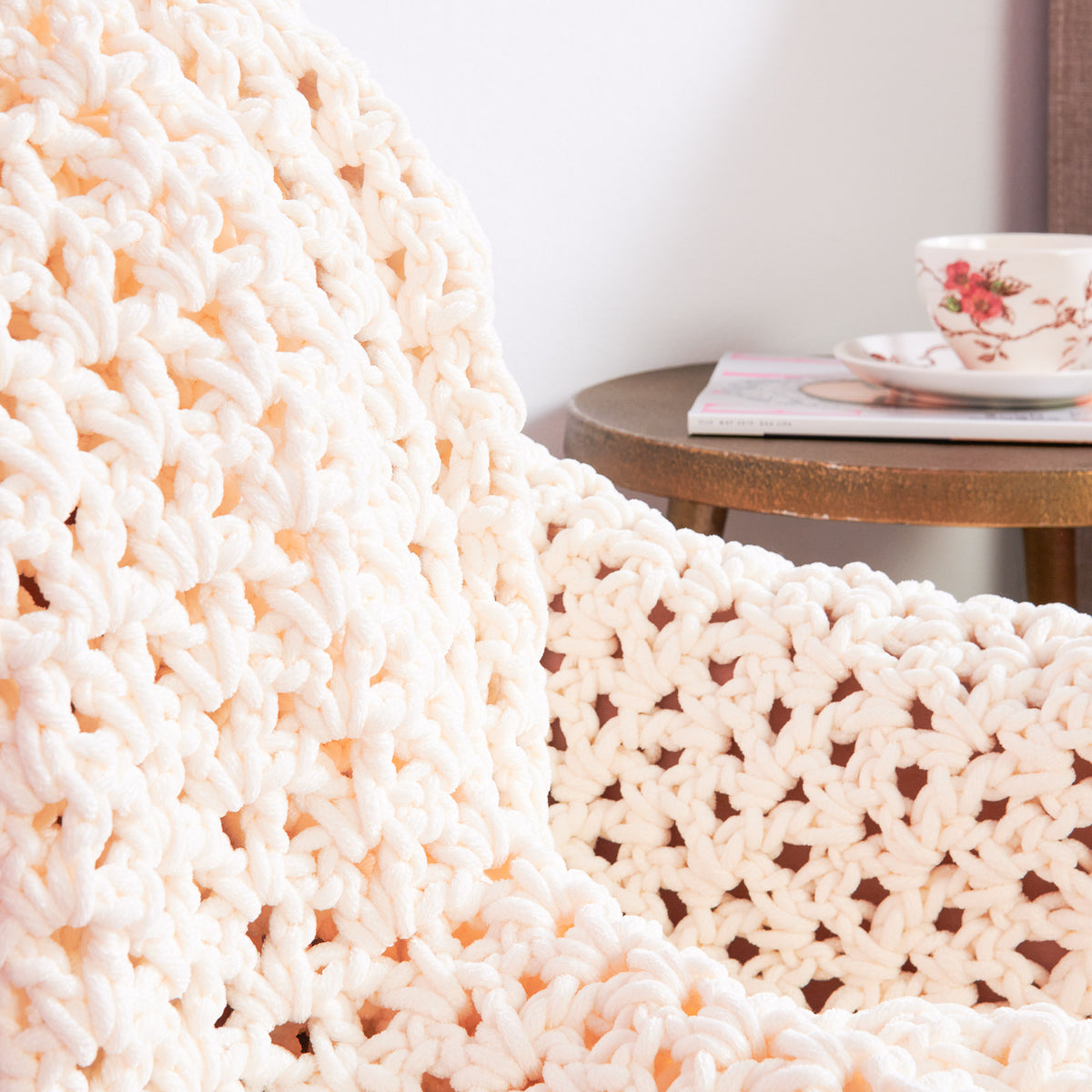Crochet Blanket made in Bernat Plush Yarn
