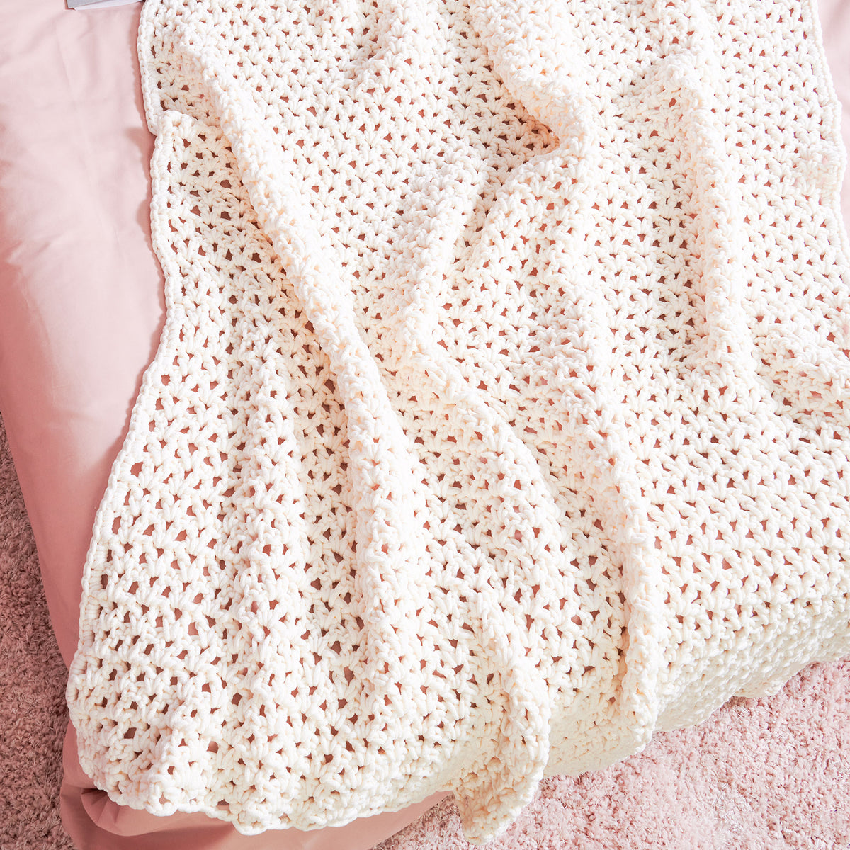 Crochet Blanket made in Bernat Plush Yarn
