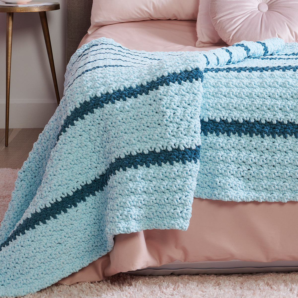 Crochet Blanket made in Bernat Plush Yarn