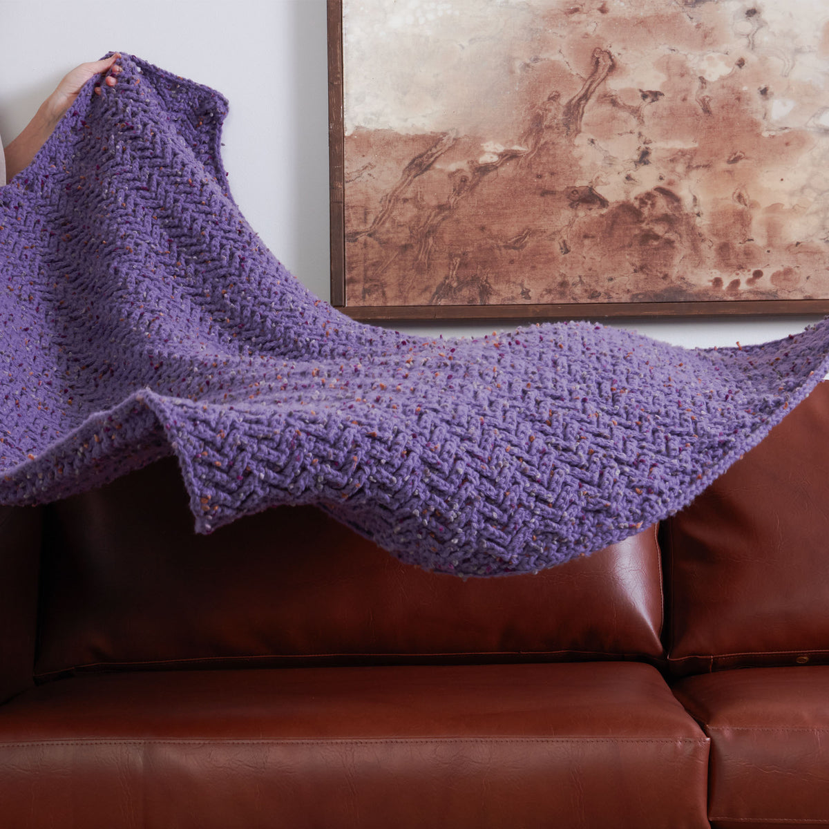 Crochet Blanket made in Bernat Forever Fleece Tweeds Yarn