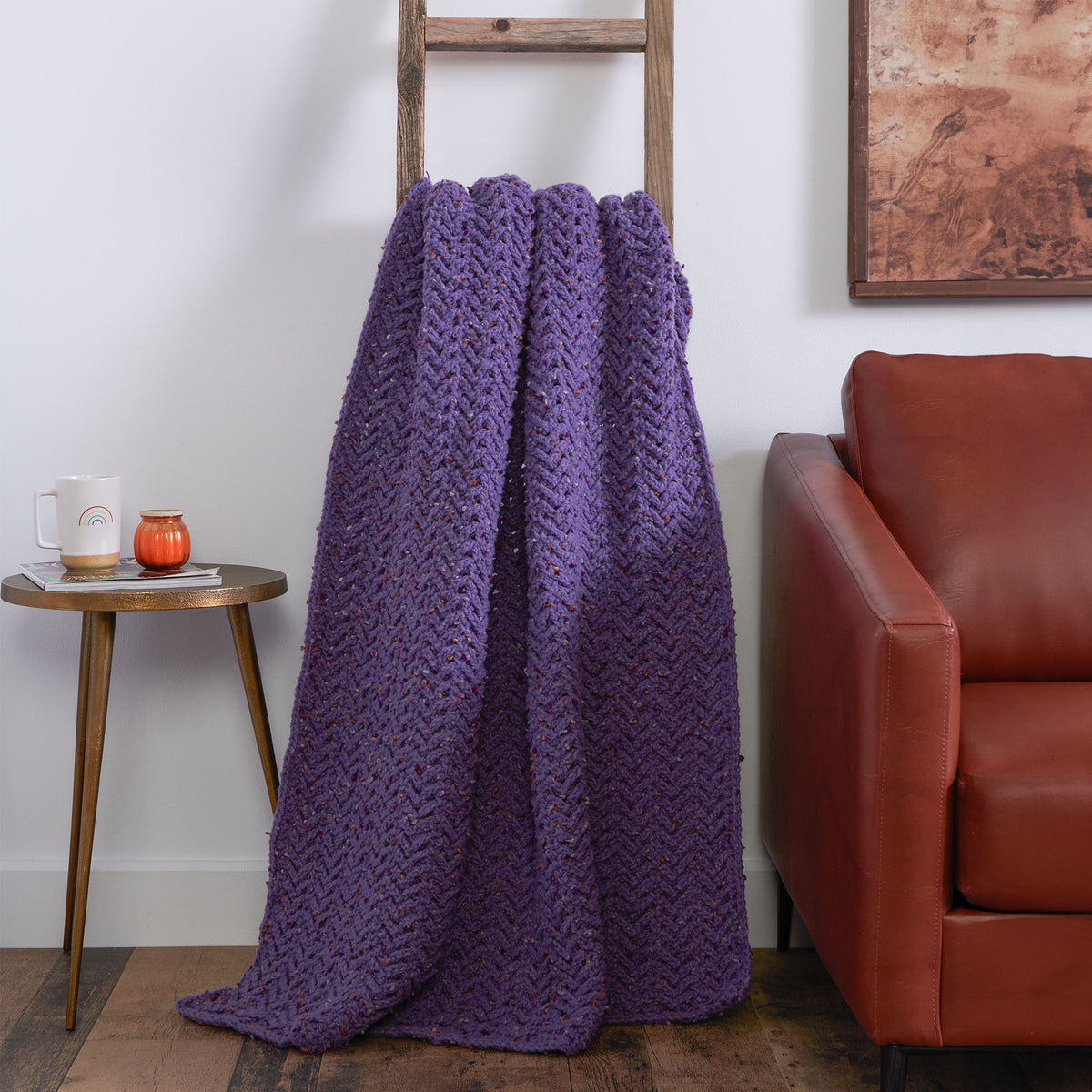 Crochet Blanket made in Bernat Forever Fleece Tweeds Yarn