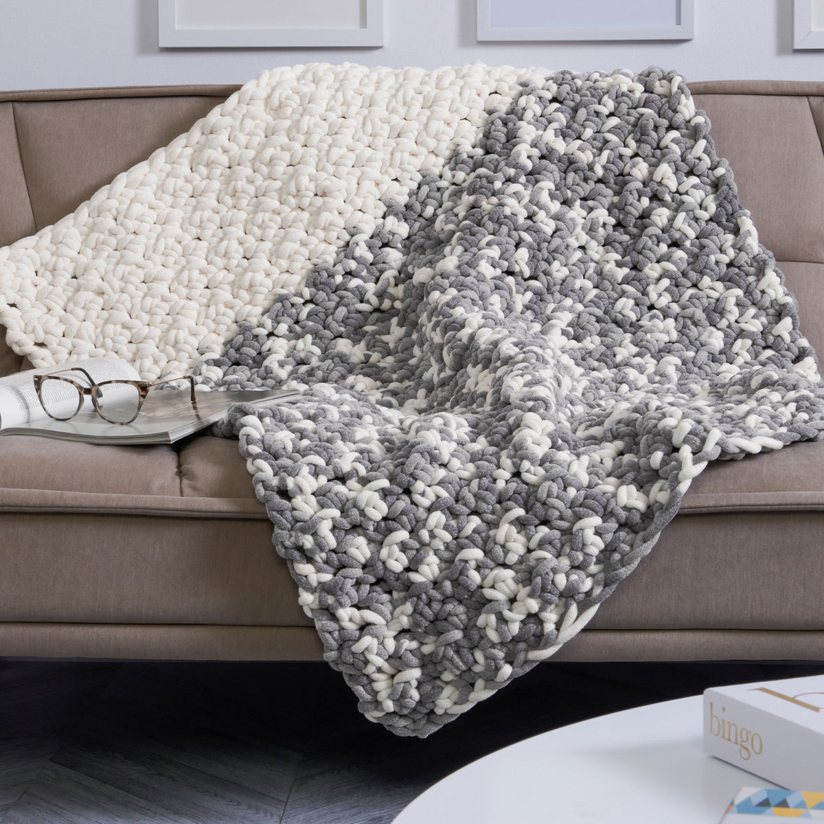 Crochet Blanket made in Bernat Plush Big Yarn