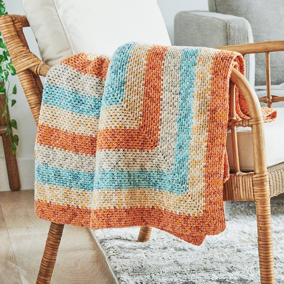 Crochet Blanket made in Bernat Lattice Yarn