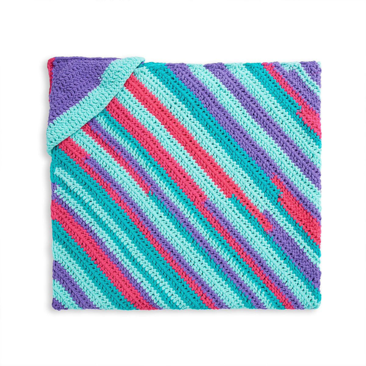 Crochet HoodedThrow made in Bernat Blanket Stripes Yarn