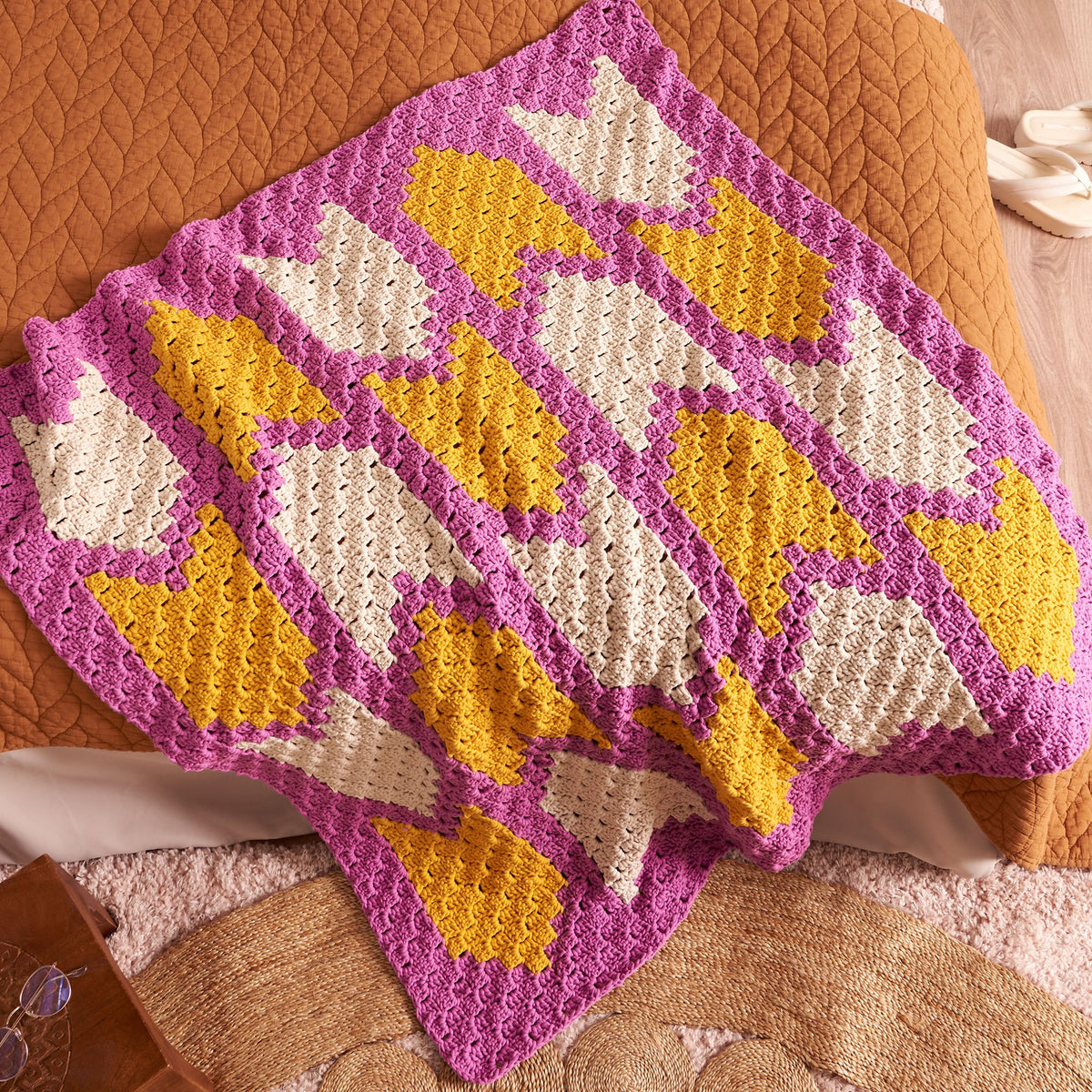 Crochet Blanket made in Bernat Maker Yarn
