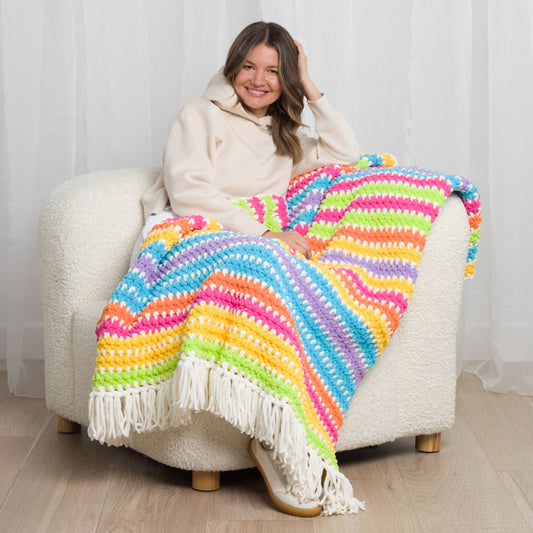 Feel The Colors Crochet Blanket made using Bernat yarn