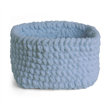 Bernat Squishy Square Crochet Basket Squishy Square Crochet Basket made using Bernat yarn on a white background