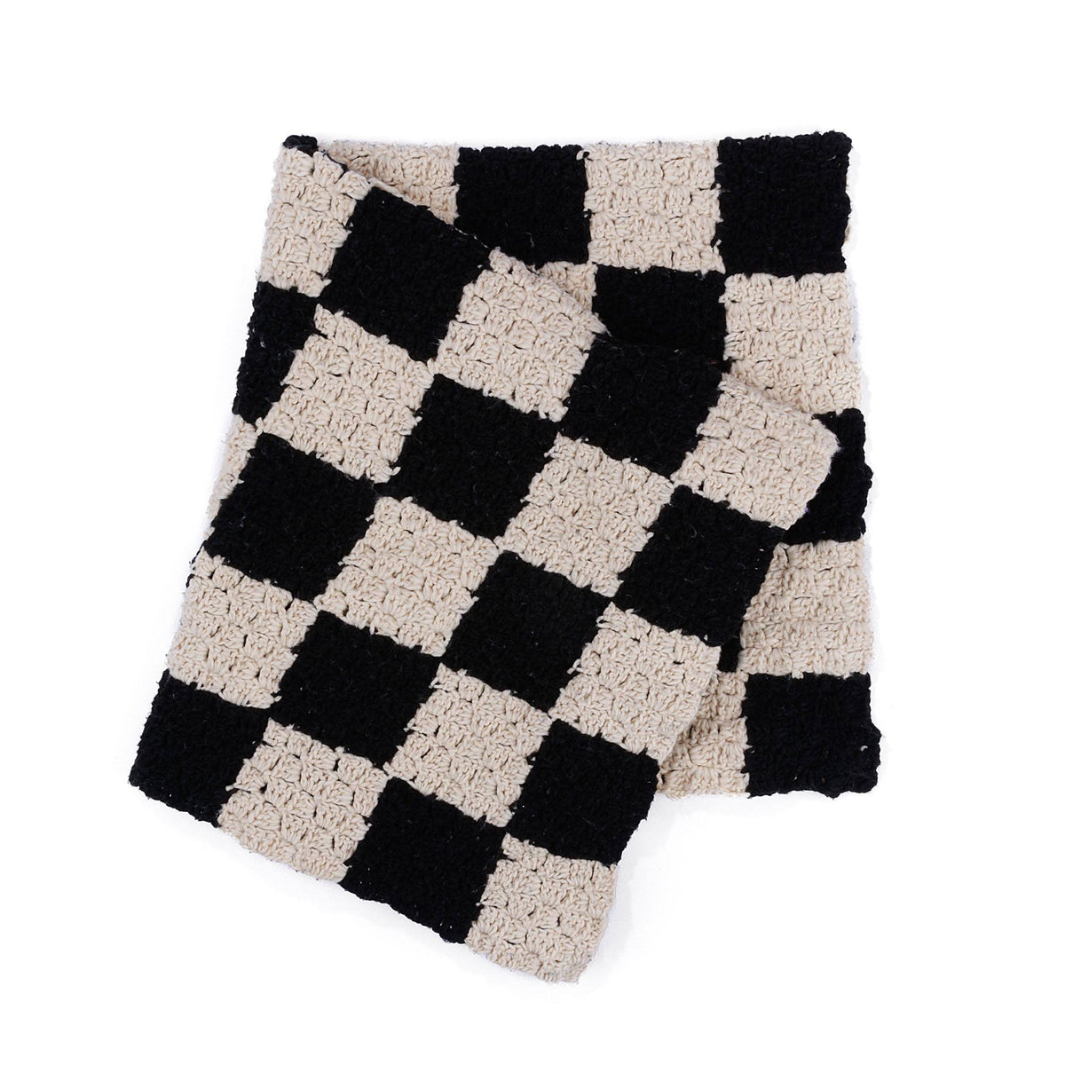 Crochet C2C Checkerboard Blanket made using Bernat yarn