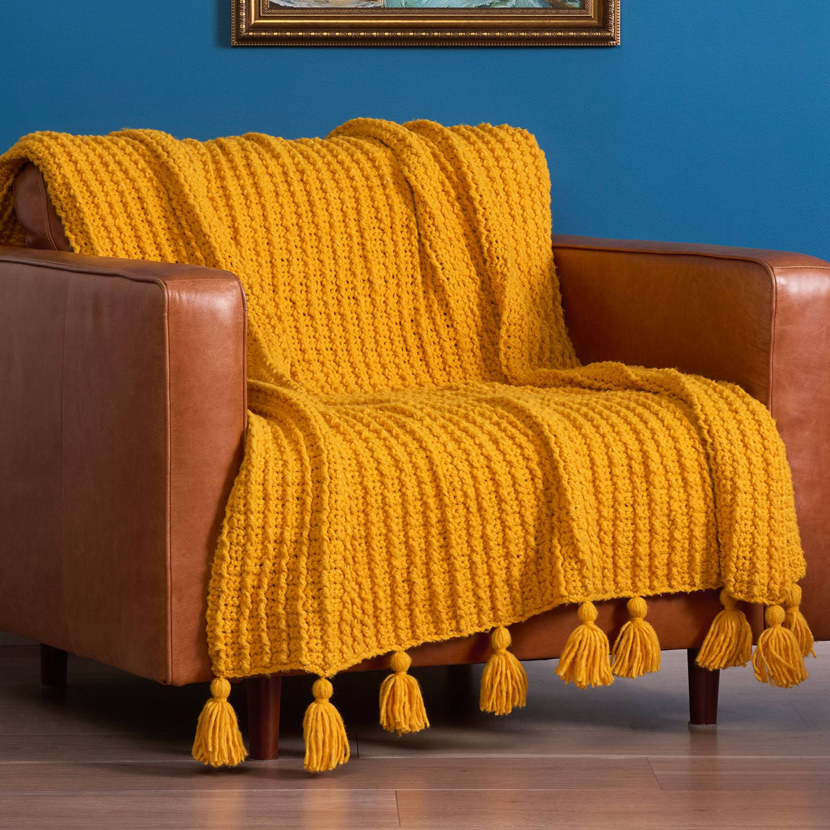 Fluffee Ridges Crochet Blanket made using Bernat yarn