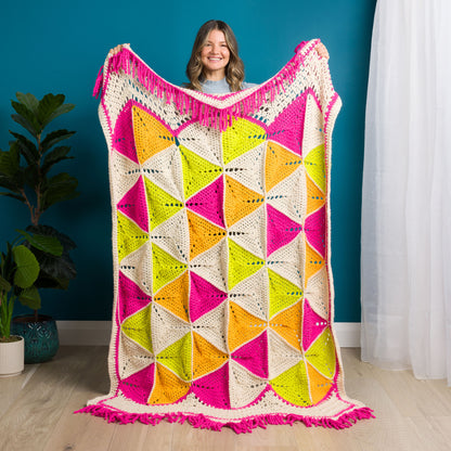 Bernat Tessellated Triangles Crochet Throw sunset Pink