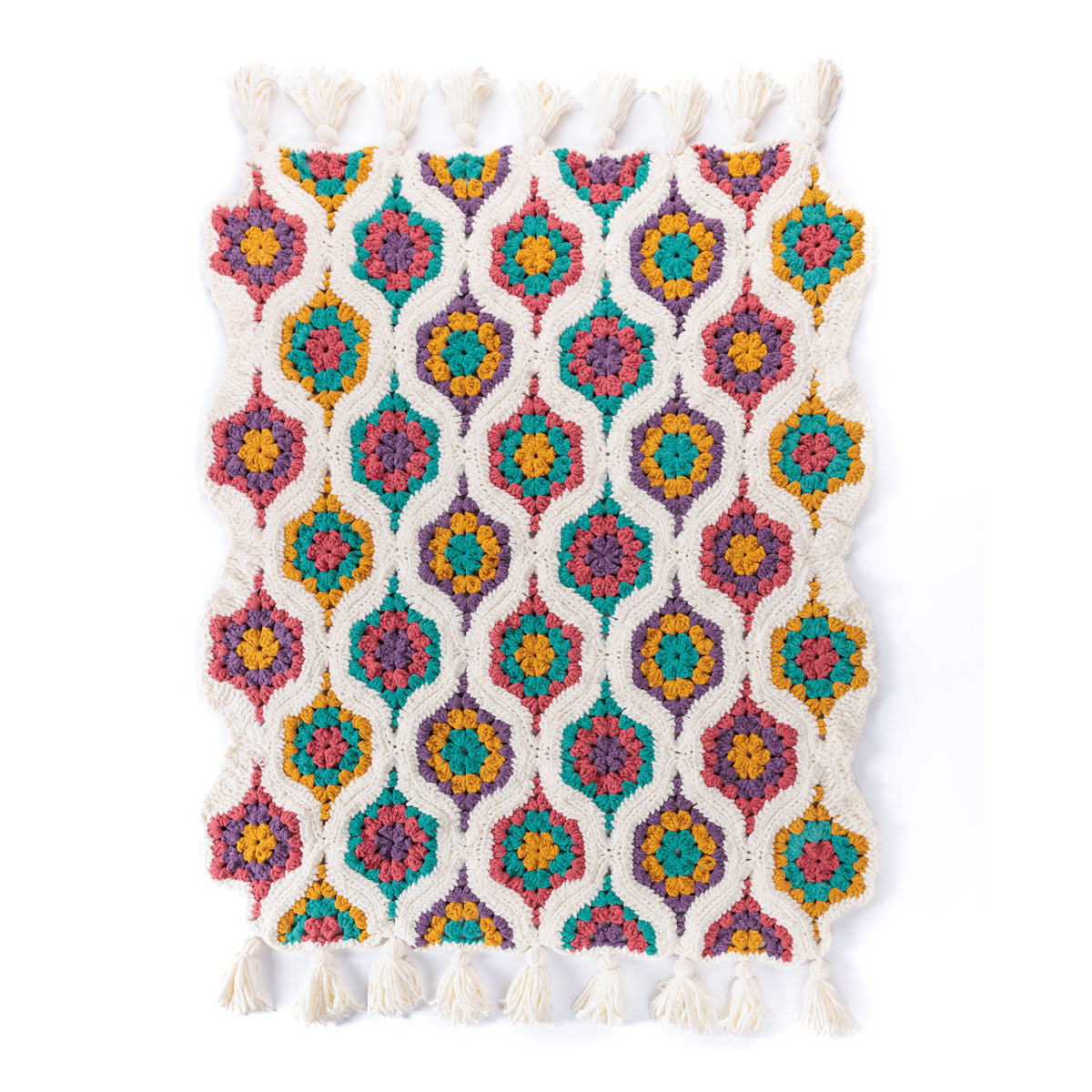 Holiday Ornaments Crochet Blanket made using Bernat yarn
