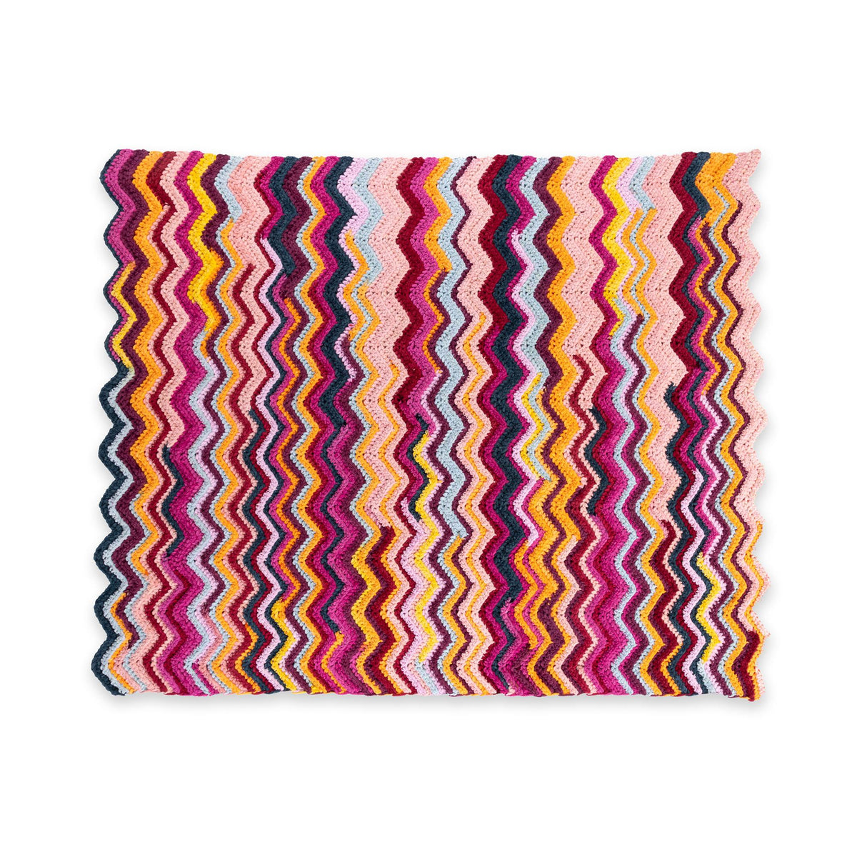 Patchwork Perfection Crochet Chevron Blanket made using Bernat yarn
