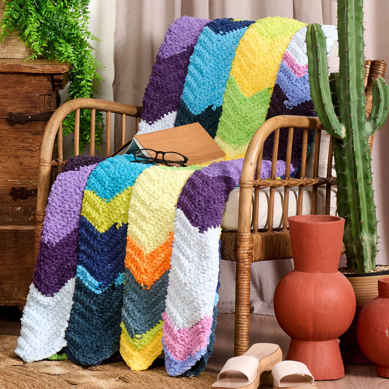 Blanket Patchwork Crochet Chevron Panels Blanket made using Bernat yarn