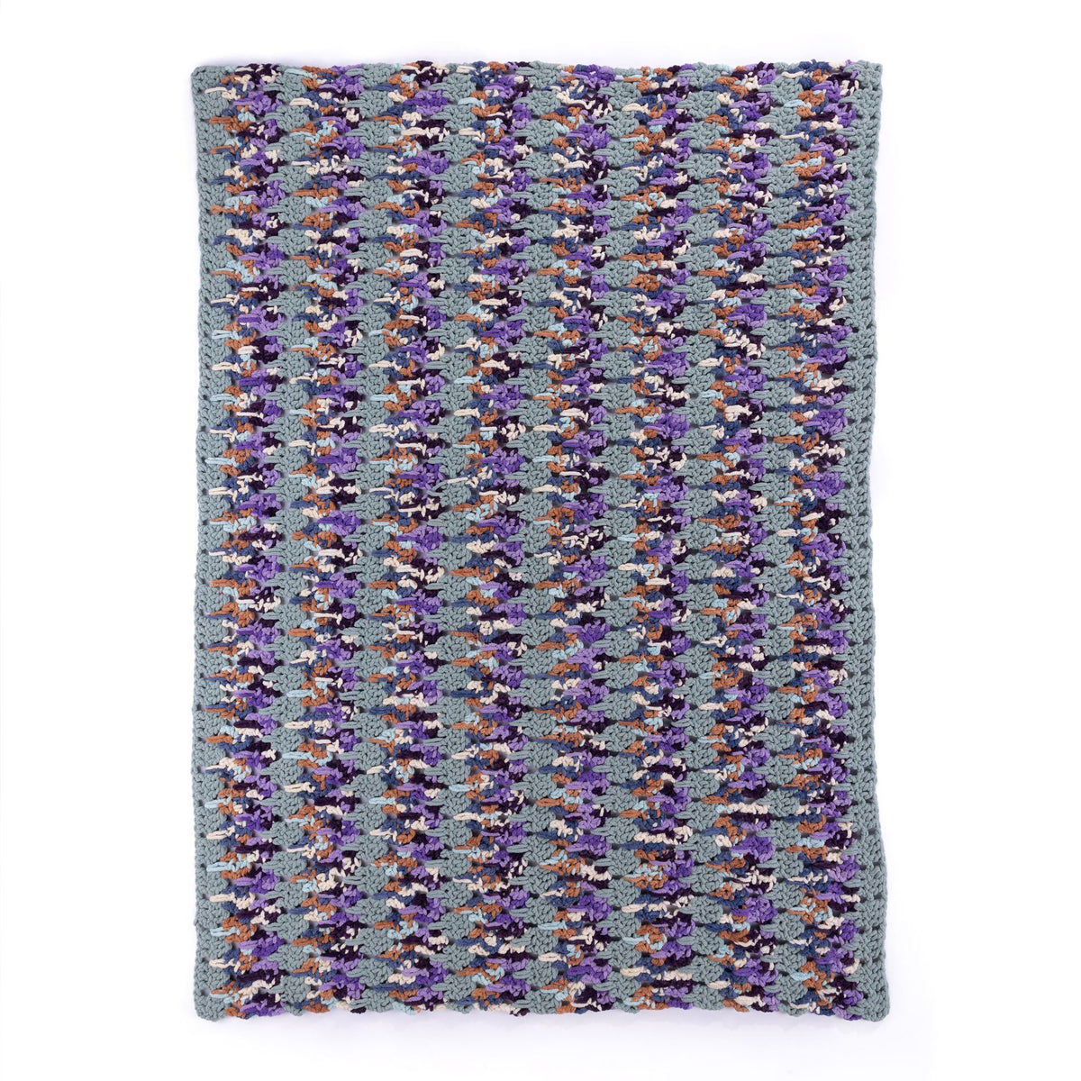 Birdsong Crochet Larksfoot Blanket made using Bernat yarn