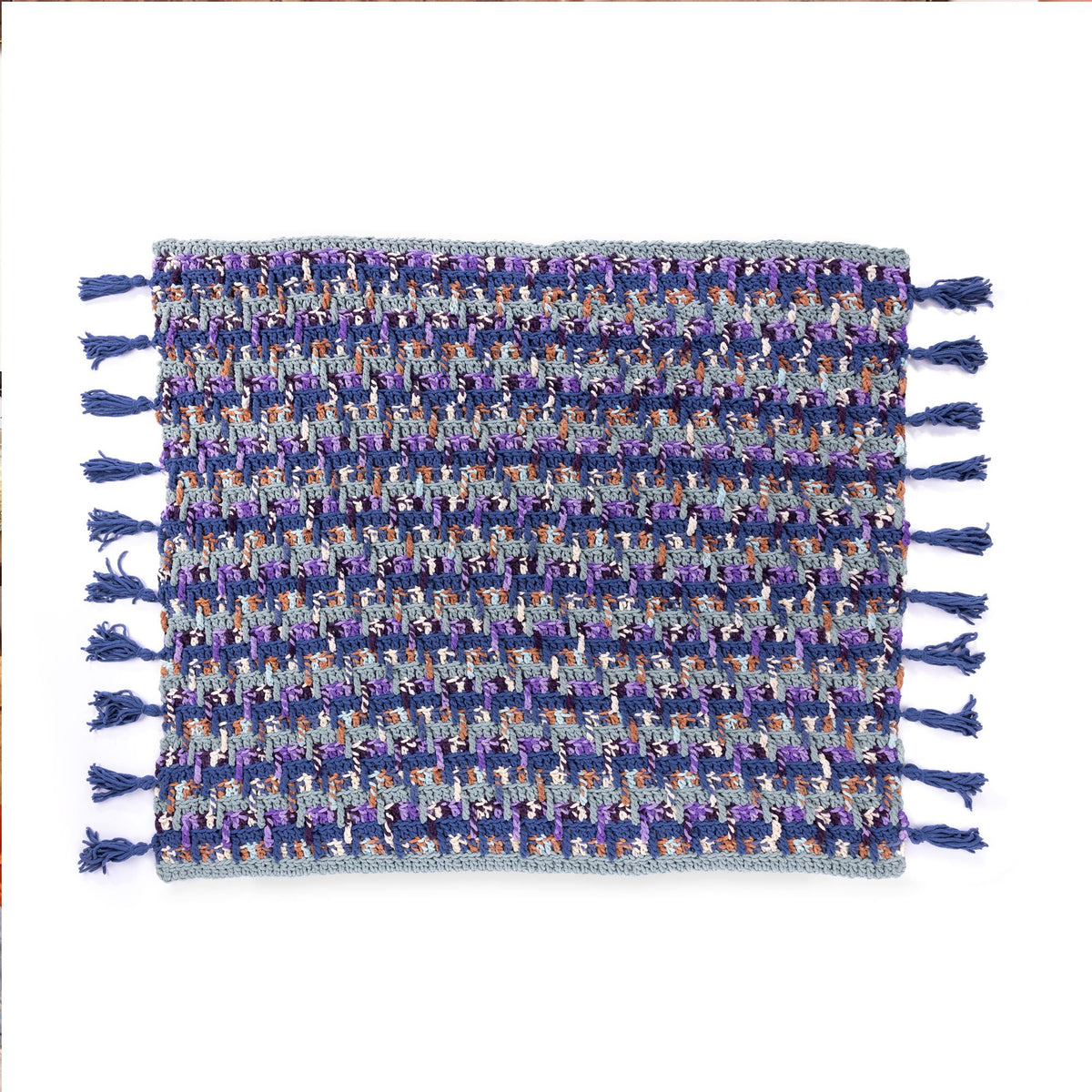 Stacking Steps Crochet Blanket made using Bernat yarn