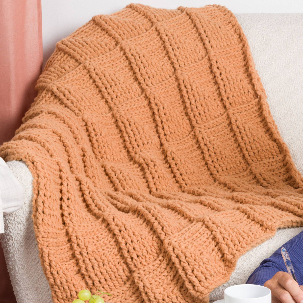 Embossed Faux-Miter Crochet Throw made using Bernat yarn