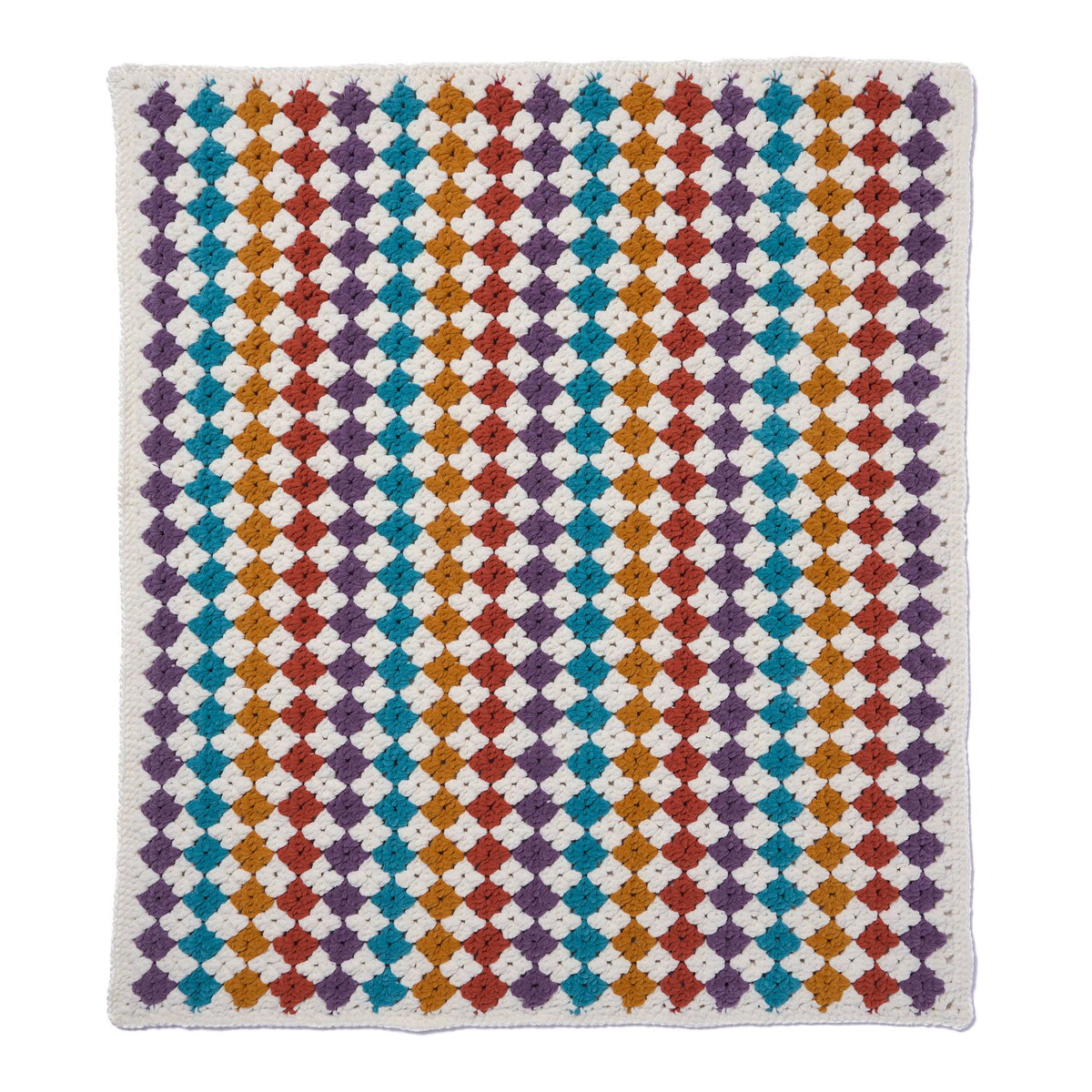 Diamond Delight Crochet Granny Blanket made using Bernat yarn