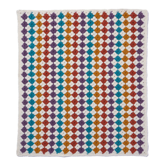 Diamond Delight Crochet Granny Blanket made using Bernat yarn
