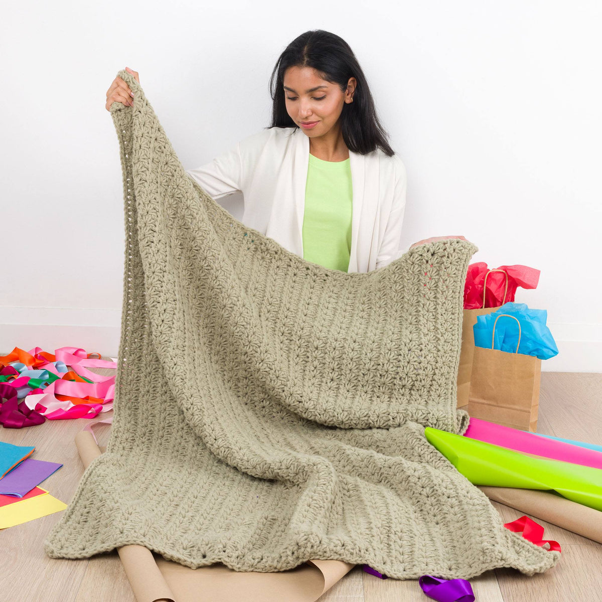 Star Stitch Crochet Blanket made using Bernat yarn