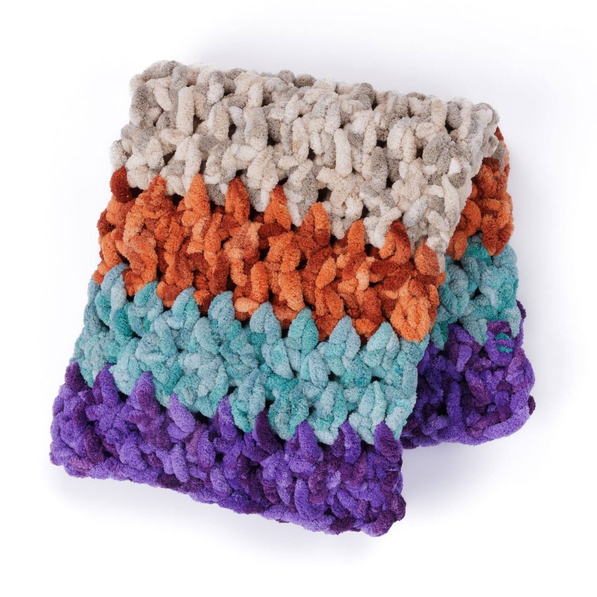 Bands Of Color Crochet Blanket made using Bernat yarn