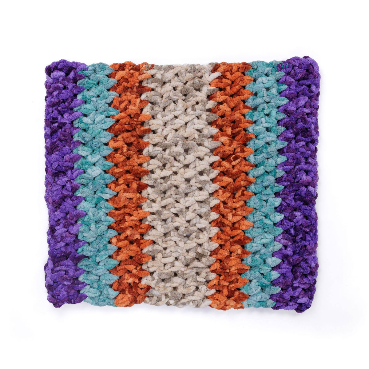 Bands Of Color Crochet Blanket made using Bernat yarn