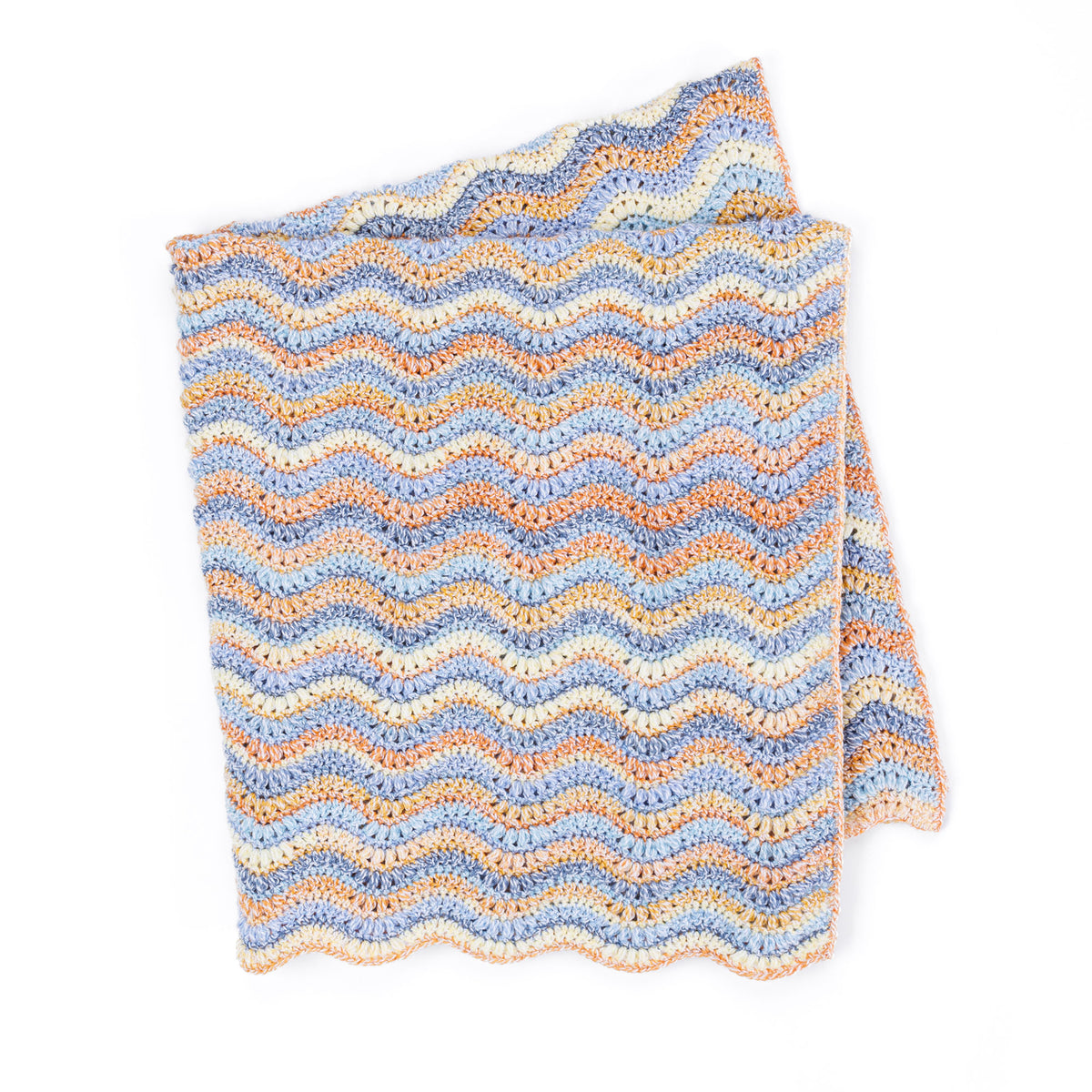 Rippled Puff Stitch Crochet Blanket made using Bernat yarn