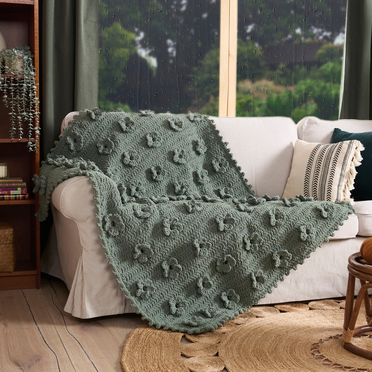 Meadow Flowers Crochet Blanket made using Bernat yarn