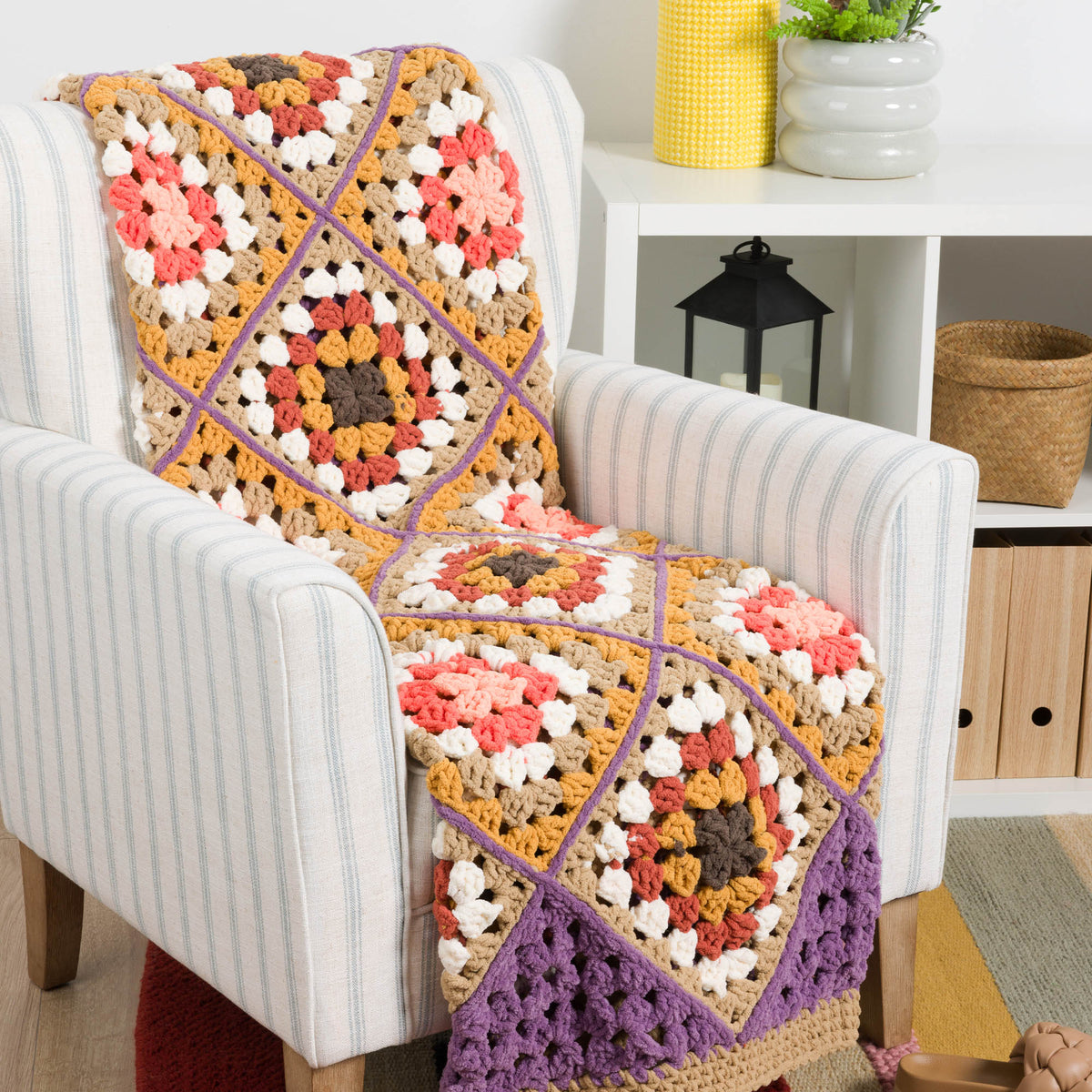 Granny’S Corner Crochet Blanket made using Bernat yarn