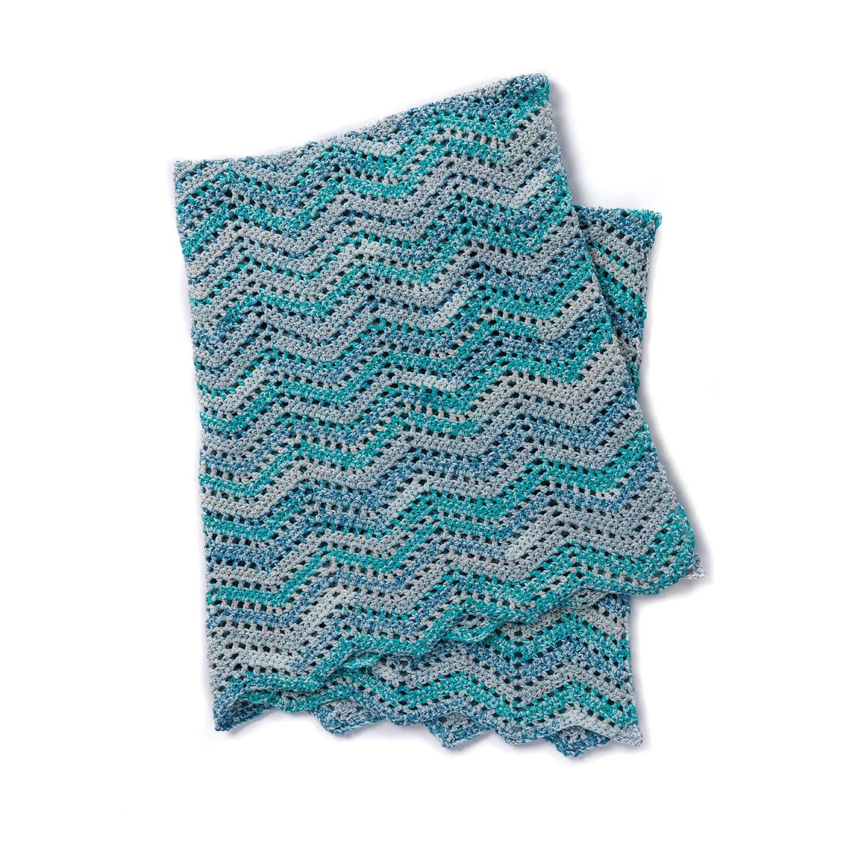 Eyelet Waves Crochet Blanket made using Bernat yarn